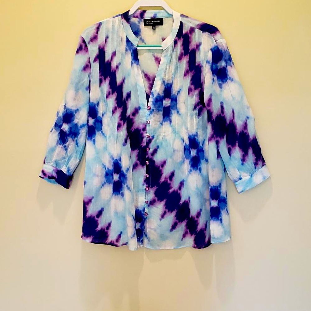 Jones New York Signature Women’s Tie-dye Three Quarter Sleeve
